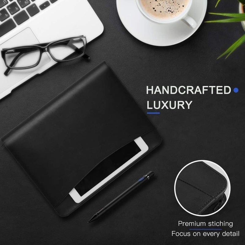 OOWOLF Padfolio Portfolio Folder, PU Leather Professional with Round Ring Binder 8.5 x 11 Inch Writing Pad Tablet Sleeve Interview Resume Document Organizer Business Card Holder Zippered Closure - Image 2